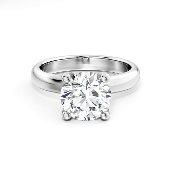 White Gold Round Diamond Solitaire Engagement Ring with Sapphire Accent